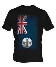Queensland Faded Flag Mens T-Shirt