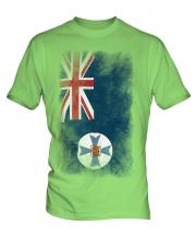 Queensland Faded Flag Mens T-Shirt
