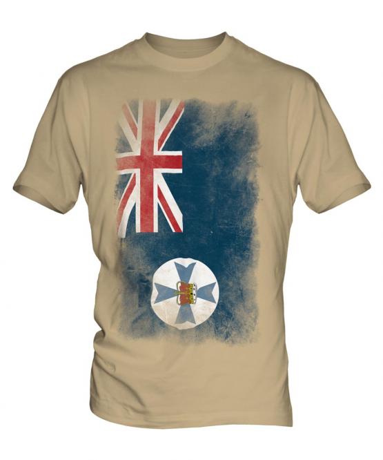 Queensland Faded Flag Mens T-Shirt