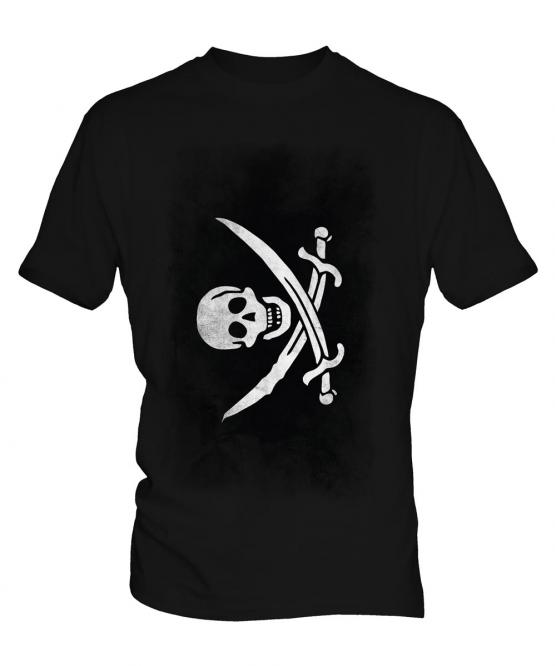 Pirate Faded Flag Mens T-Shirt