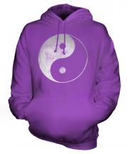 Yin Yang Distressed Print Unisex Adult Hoodie
