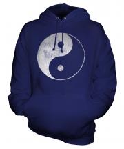 Yin Yang Distressed Print Unisex Adult Hoodie