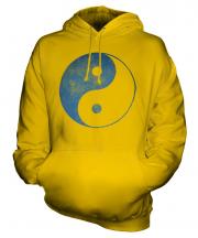 Yin Yang Distressed Print Unisex Adult Hoodie