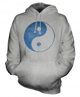 Yin Yang Distressed Print Unisex Adult Hoodie