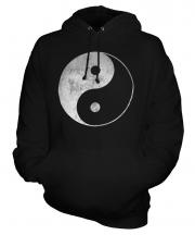 Yin Yang Distressed Print Unisex Adult Hoodie