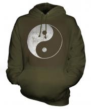 Yin Yang Distressed Print Unisex Adult Hoodie