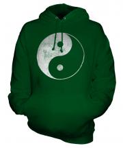 Yin Yang Distressed Print Unisex Adult Hoodie
