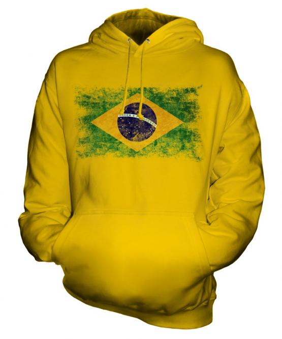 Brazil Distressed Flag Unisex Adult Hoodie