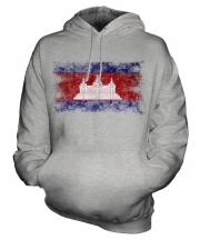 Cambodia Distressed Flag Unisex Adult Hoodie