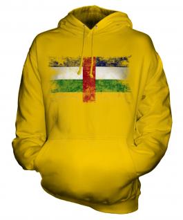 Central African Republic Distressed Flag Unisex Adult Hoodie