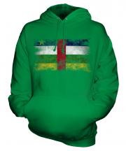 Central African Republic Distressed Flag Unisex Adult Hoodie