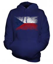Czech Republic Distressed Flag Unisex Adult Hoodie