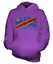 Democratic Rep. Of Congo Distressed Flag Unisex Adult Hoodie