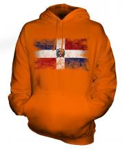 Dominican Republic Distressed Flag Unisex Adult Hoodie