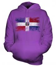 Dominican Republic Distressed Flag Unisex Adult Hoodie