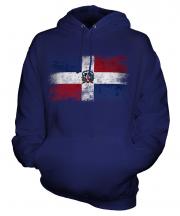 Dominican Republic Distressed Flag Unisex Adult Hoodie