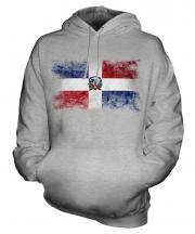Dominican Republic Distressed Flag Unisex Adult Hoodie