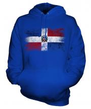 Dominican Republic Distressed Flag Unisex Adult Hoodie