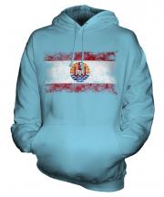 French Polynesia Distressed Flag Unisex Adult Hoodie