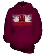 Gibraltar Distressed Flag Unisex Adult Hoodie