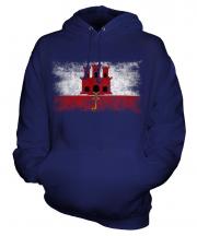 Gibraltar Distressed Flag Unisex Adult Hoodie