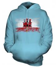 Gibraltar Distressed Flag Unisex Adult Hoodie
