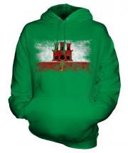 Gibraltar Distressed Flag Unisex Adult Hoodie