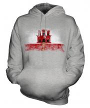 Gibraltar Distressed Flag Unisex Adult Hoodie