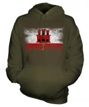 Gibraltar Distressed Flag Unisex Adult Hoodie