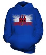 Gibraltar Distressed Flag Unisex Adult Hoodie