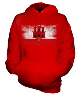 Gibraltar Distressed Flag Unisex Adult Hoodie