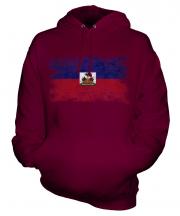 Haiti Distressed Flag Unisex Adult Hoodie
