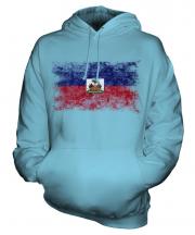 Haiti Distressed Flag Unisex Adult Hoodie