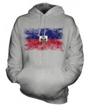 Haiti Distressed Flag Unisex Adult Hoodie