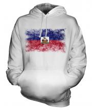 Haiti Distressed Flag Unisex Adult Hoodie