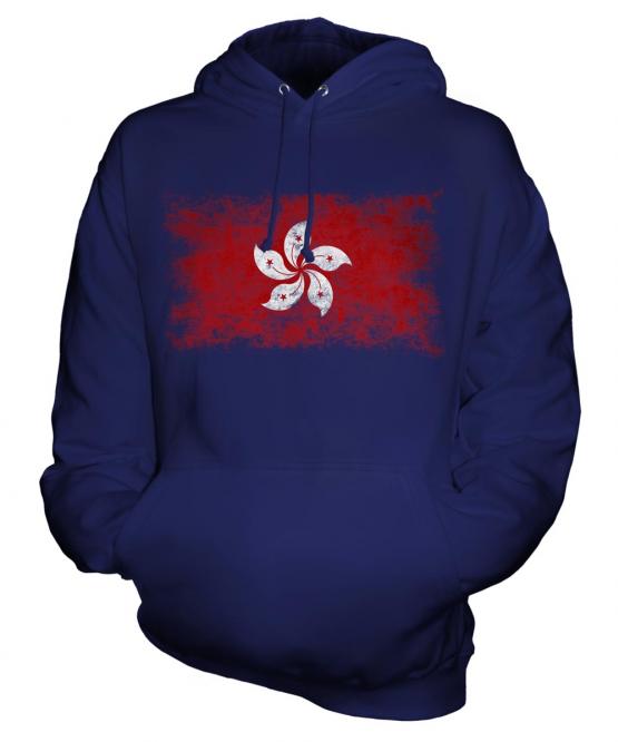 Hong Kong Distressed Flag Unisex Adult Hoodie