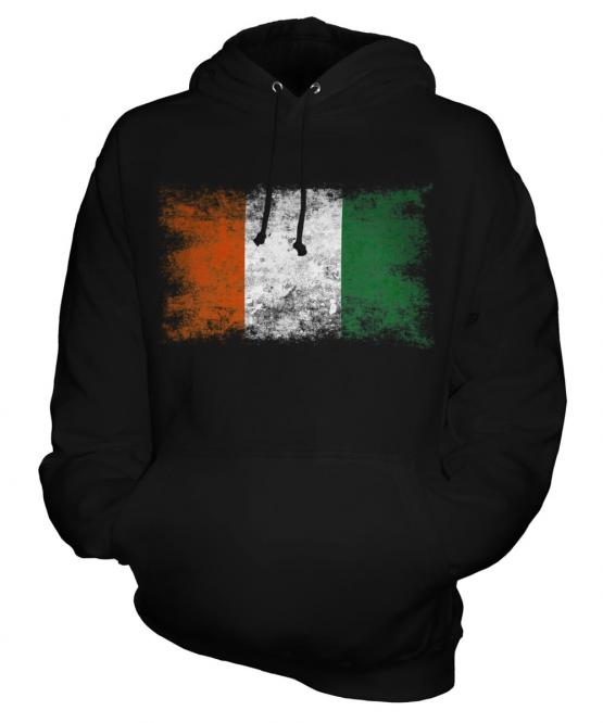 Ivory Coast Distressed Flag Unisex Adult Hoodie