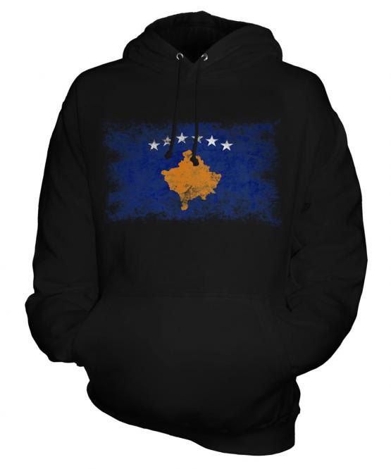 Kosovo Distressed Flag Unisex Adult Hoodie