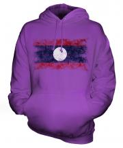 Laos Distressed Flag Unisex Adult Hoodie