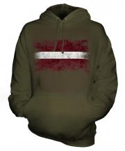 Latvia Distressed Flag Unisex Adult Hoodie