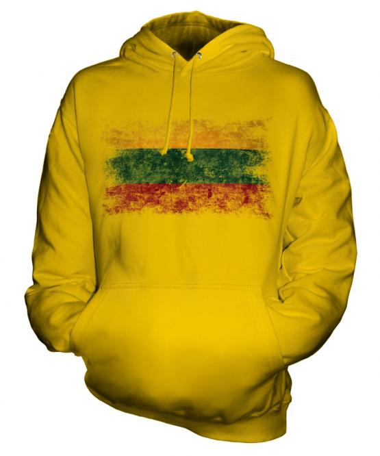 Lithuania Distressed Flag Unisex Adult Hoodie
