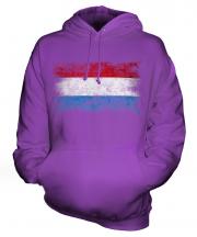 Luxembourg Distressed Flag Unisex Adult Hoodie