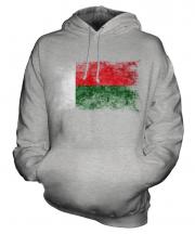 Madagascar Distressed Flag Unisex Adult Hoodie