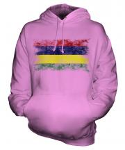 Mauritius Distressed Flag Unisex Adult Hoodie