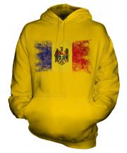 Moldova Distressed Flag Unisex Adult Hoodie