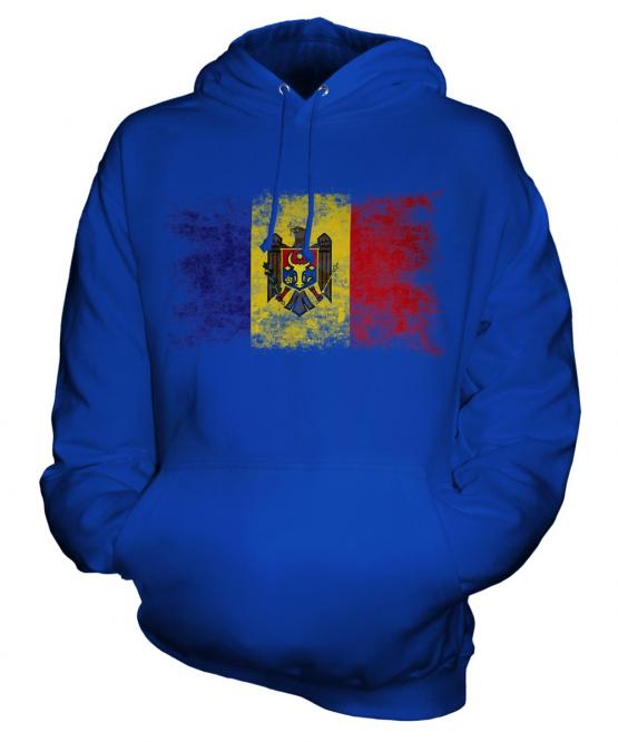Moldova Distressed Flag Unisex Adult Hoodie