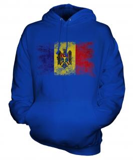 Moldova Distressed Flag Unisex Adult Hoodie