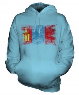 Mongolia Distressed Flag Unisex Adult Hoodie