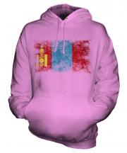 Mongolia Distressed Flag Unisex Adult Hoodie