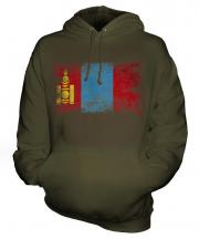 Mongolia Distressed Flag Unisex Adult Hoodie
